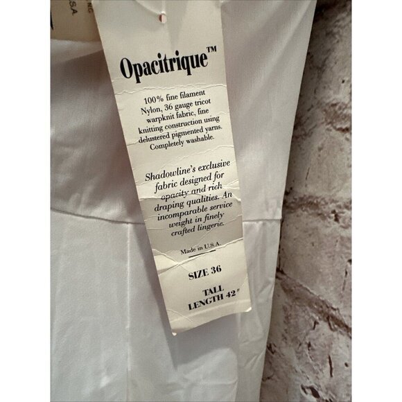 SHADOWLINE Vintage White Slip Lace Trim Opacitrique Size 36 Tall Length 42" NOS - Picture 8 of 12